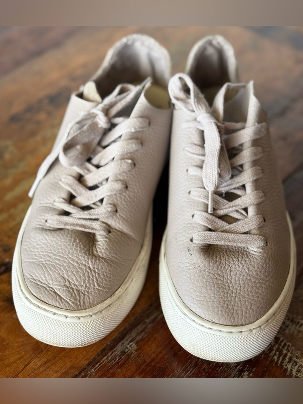 Sam Edelman Poppy Taupe Leather Platform Sneakers Neutral Casual Shoes Sz 6